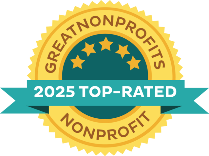 2025 Top-Rated badge from Great Nonprofits, meaning that Pawsitive Alliance has been certified as following best practices for transparency and fiscal responsibility.